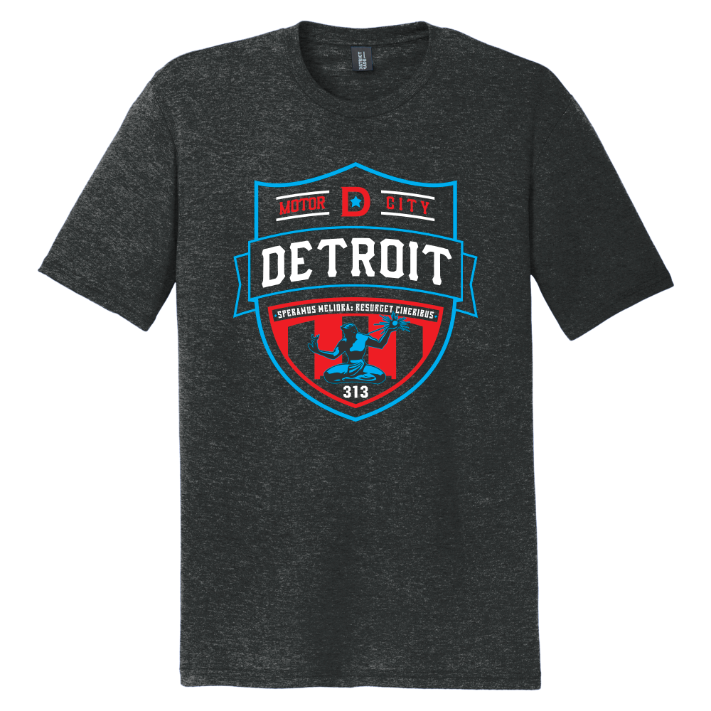 Mens Detroit Shield RWB T-shirt (Heather Black)