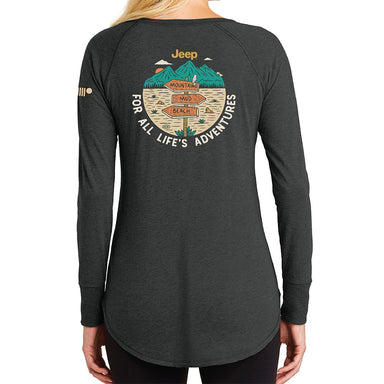 Ladies Jeep® For All Life's Adventures Long Sleeve Tunic T-shirt - Heather Black - Detroit Shirt CompanyFCA - JeepT-Shirts (Apparel)