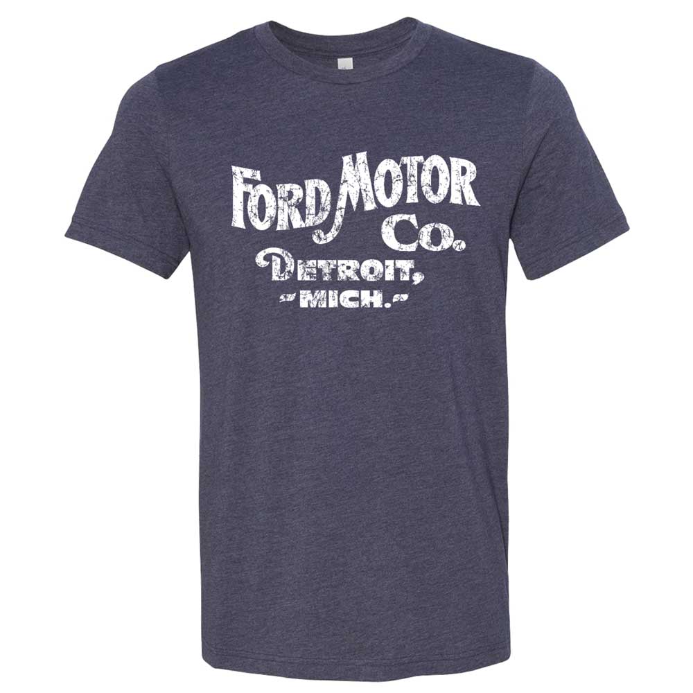 Mens Ford Distressed 1903 Text - Triblend Heather Navy - Detroit Shirt CompanyDSC - FordT-Shirts (Apparel)