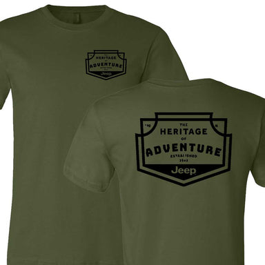 Mens Jeep® Heritage of Adventure Badge T-Shirt - Olive Green - Detroit Shirt CompanyFCA - JeepT-Shirts (Apparel)