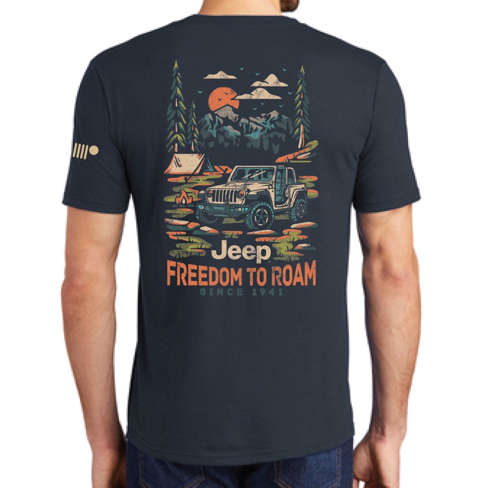 Mens Jeep® Freedom To Roam T-Shirt - Navy Blue - Detroit Shirt CompanyFCA - JeepT-Shirts (Apparel)