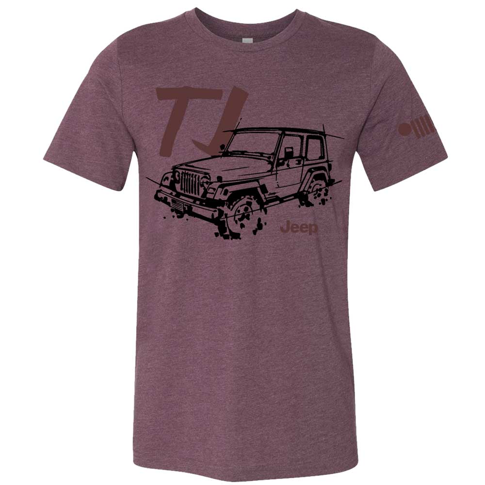 Mens Jeep® TJ Wrangler - LDD Series - Triblend Burgundy T-Shirt - Detroit Shirt CompanyFCA - JeepT-Shirts (Apparel)