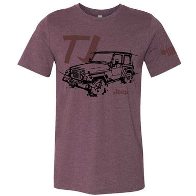 Mens Jeep® TJ Wrangler - LDD Series - Triblend Burgundy T-Shirt - Detroit Shirt CompanyFCA - JeepT-Shirts (Apparel)