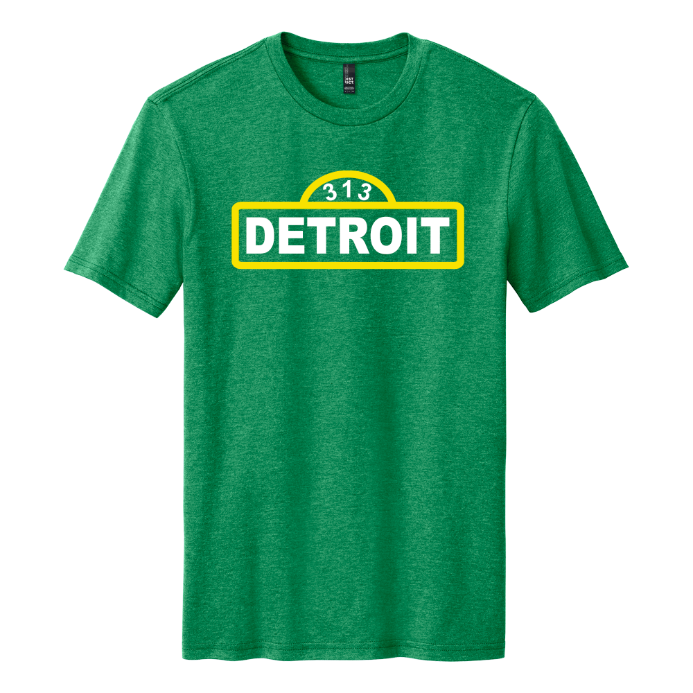 Mens Detroit Street Sign T-shirt (Heather Kelly Green)