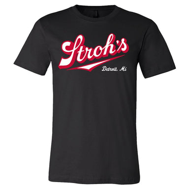 Mens Stroh's Script T-shirt (Black) - Detroit Shirt CompanyDSC - Stroh'sT-Shirts (Apparel)