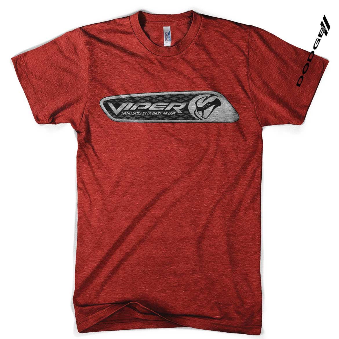 Mens Dodge Viper Dash Plaque T-shirt (Heather Red) - Detroit Shirt CompanyFCA - DodgeT-Shirts (Apparel)