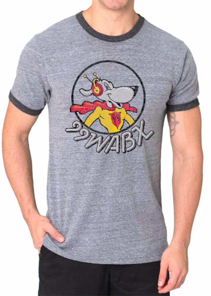 Mens Triblend WABX Ringer T-shirt (Grey) - Detroit Shirt CompanyDetroit Shirt CompanyT-Shirts (Apparel)