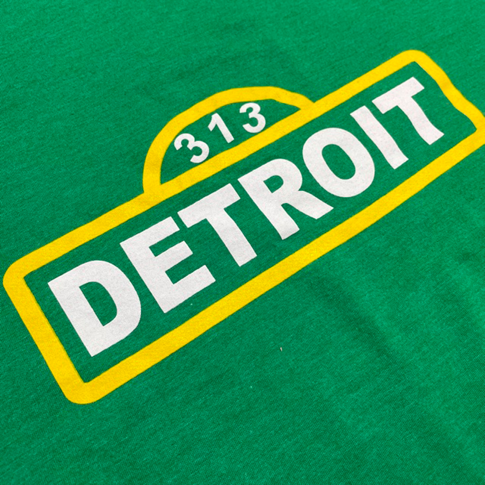 Mens Detroit Street Sign T-shirt (Heather Kelly Green)