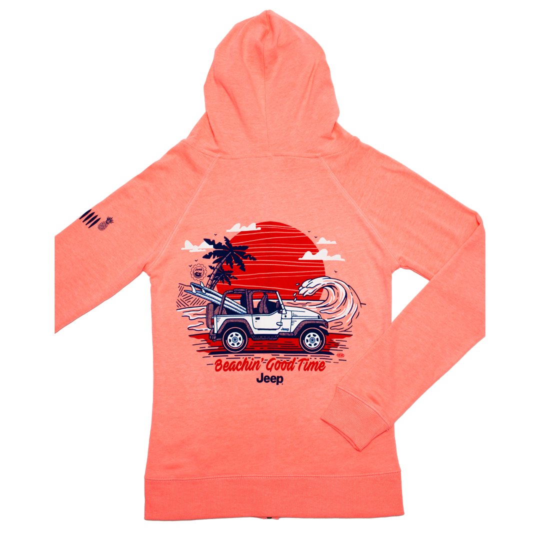 Ladies Jeep® Beachin' Good Time Zip - Hoodie - Detroit Shirt CompanyFCA - JeepHoodies (Apparel)