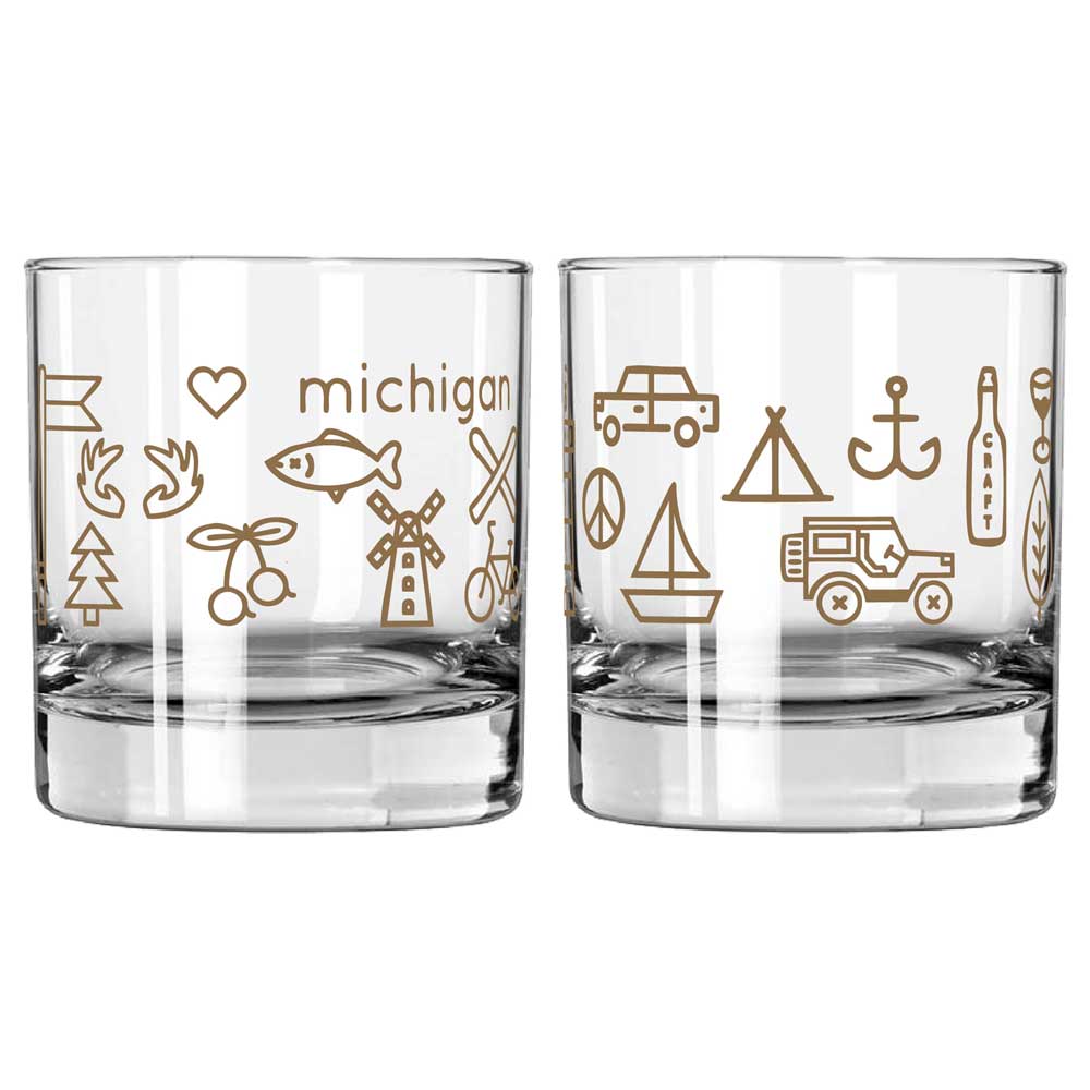 Whiskey Rocks Glass - Michigan Icons - Detroit Shirt CompanyDetroit Shirt CompanyDrinkware (Accessories)