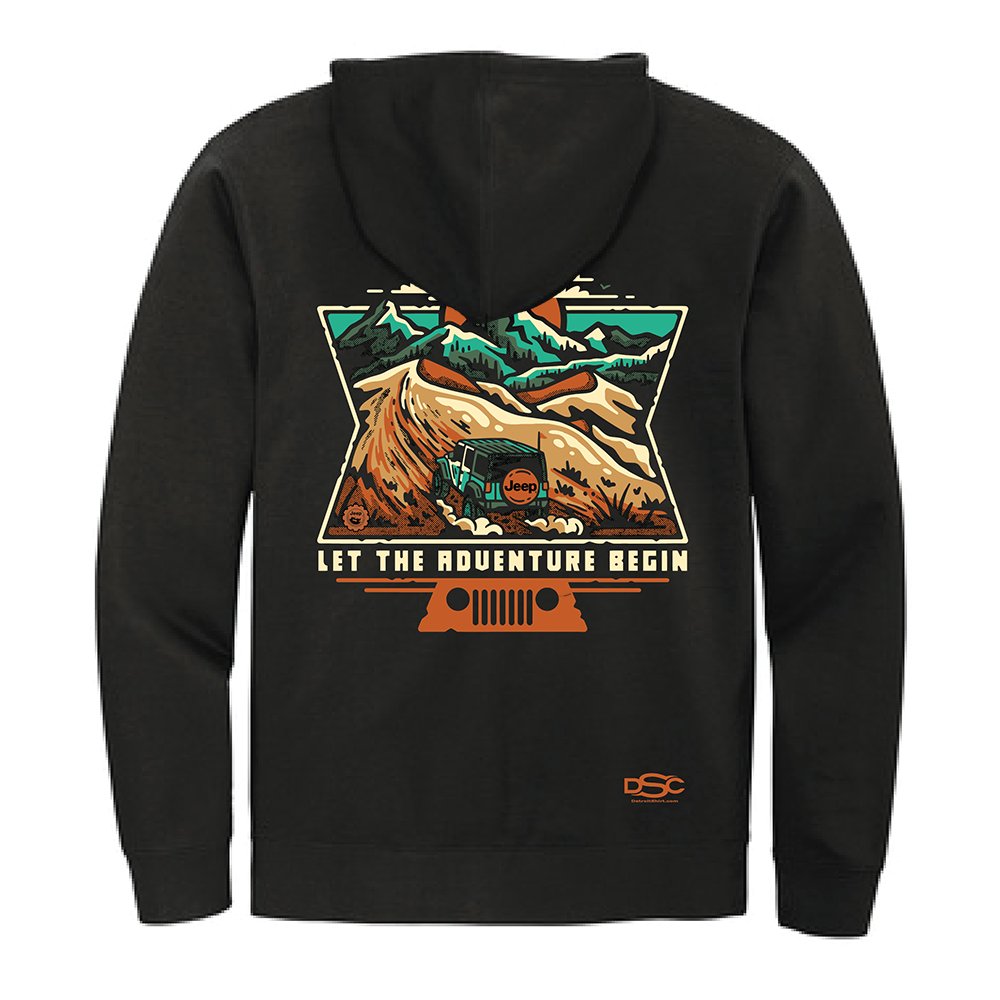 Mens Jeep® Dunes Zip Hoodie Sweatshirt - Black - Detroit Shirt CompanyFCA - JeepHoodies (Apparel)