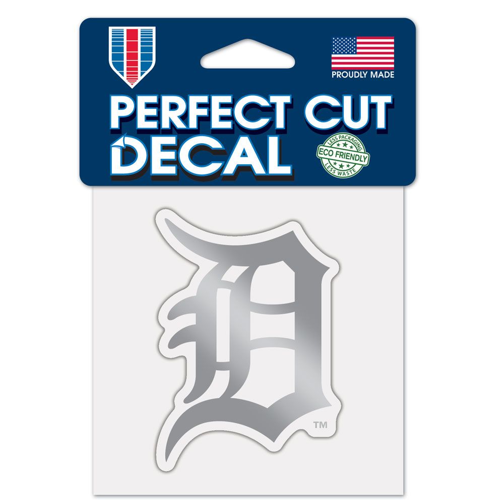 Detroit Tigers - 4" Metallic Silver Logo Decal - Detroit Shirt CompanyWinCraftDecals (Accessories)