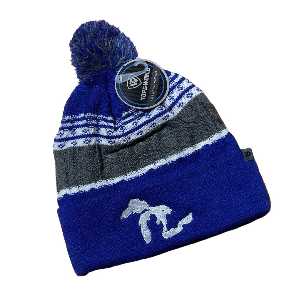 Hat - Michigan Lakes Cable Knit TOTW - Blue/Grey/White