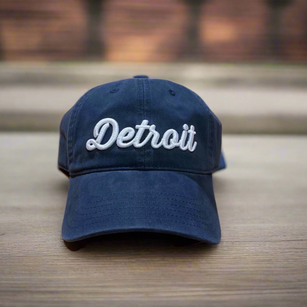 Hat - Navy Detroit Thirsty Script Unstructured