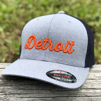 Hat - Detroit Thirsty Orange Flexfit - Heather Grey/Navy - Detroit Shirt CompanyDetroit Shirt CompanyHats (Apparel)