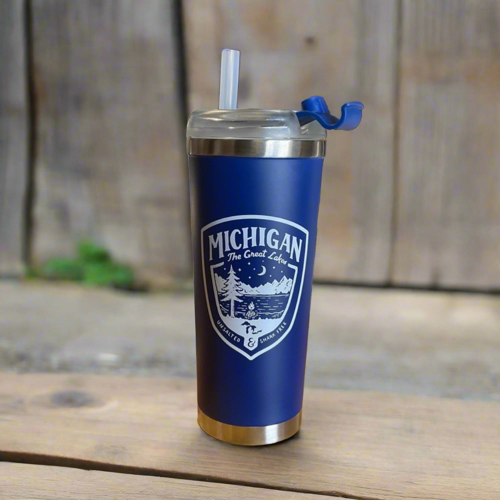 Travel Cup - Michigan Shield - Blue