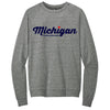 Michigan Thirsty Script Heart Triblend Crew Sweatshirt