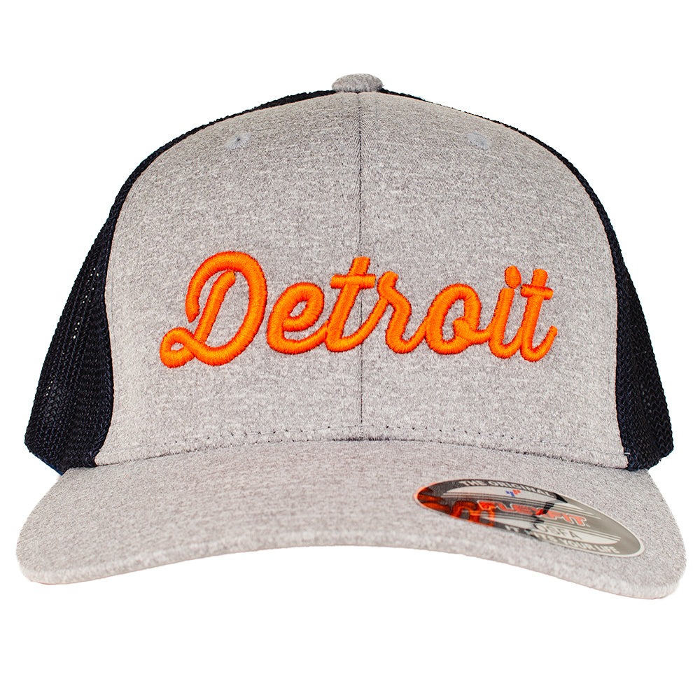 Hat - Detroit — Detroit Orange Shirt - Thirsty Flexfit Grey/Navy Heather Company