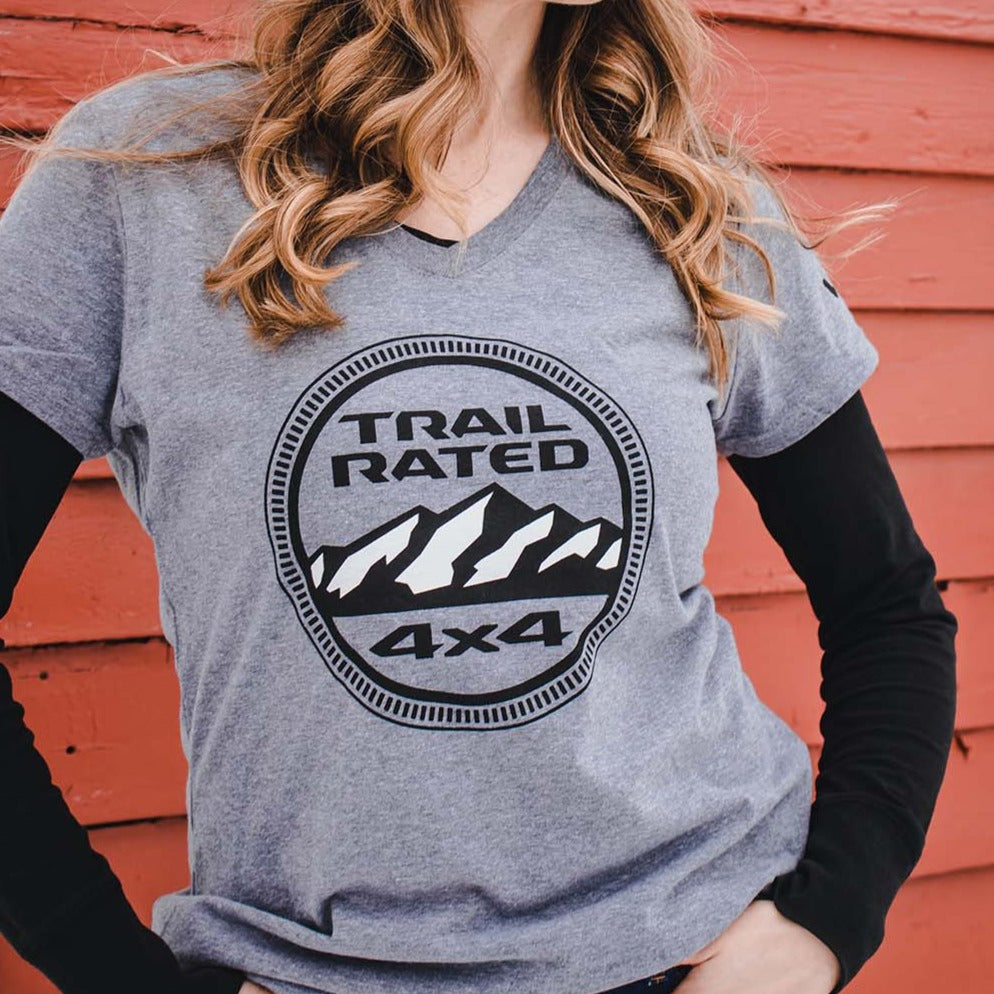 Ladies Jeep® Trail Rated V-neck - Heather Grey