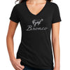 Ladies Ford Bronco Script V-Neck - Black