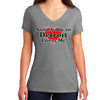 Ladies Relaxed V-neck Somebody in Detroit Loves Me T-shirt - Triblend Grey